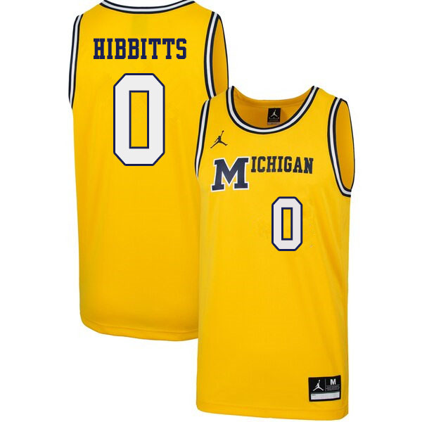 Men #0 Brent Hibbitts Michigan Wolverines 1989 Retro College Basketball Jerseys Sale-Yellow